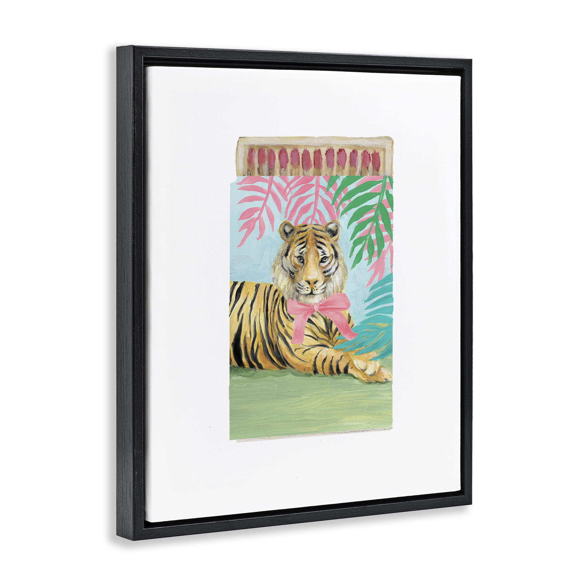 Stupell Industries Tropical Tiger Matchbook Black Framed Floater Canvas Wall Art, design by Lanie Loreth