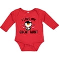 thumbnail image 3 of Inktastic I Love My Great Aunt with Cute Penguin and Hearts Girls Long Sleeve Baby Bodysuit, 3 of 5