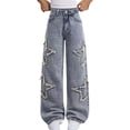 thumbnail image 2 of JLMSPLWG Slim Fit Jeans Grey Sweatpants Summer Pants Cargo Pants for Girls 10-12 Clothes for 9 Year Old Girls Clothes 13 Year Kids Tween Girl Trendy, Blue 11-12 Years, 2 of 8