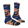 thumbnail image 4 of Yiaed Bowling Ball And Flame Print Great elasticity Crew Socks Sports socks for Men and Women, 4 of 5