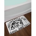 thumbnail image 2 of Motorcycle Bath Mat, Print of Club Soul and Feel Skull Hand Drawn Like Sketchy Art, Plush Bathroom Decor Mat with Non Slip Backing, 29.5" X 17.5", Charcoal Grey and White, by Ambesonne, 2 of 2