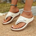 thumbnail image 5 of KIJBLAE Women's Sparkly Shiny Accent Wedge Flip Flops, Thick Sole Wide Width Comfort Casual Summer Beach Outdoor Slippers White 39, 5 of 7