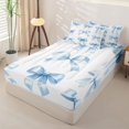 thumbnail image 2 of Manfei Blue Princess Bow Zipper Twin Comforter Sets with Fitted Sheet and 2 Pillowcases For Girls,Watercolor Bowknot Print Zipper Bedding Set For Kids,Reversible,4-Piece, 2 of 7