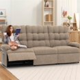 thumbnail image 7 of Recliner Sofa Couch Set, PAPROOS 3-Seater Recliner Sofa with Remote Control and Side Pocket, Modern Power Reclining Sofa for Adults, Electric Recliner for Living Room, Home Theater, Brown, 7 of 7