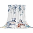 thumbnail image 2 of Blue Christmas Throw Flannel Blanket 30x40In Snowman Gift Flower Holly Eucalyptus Super Soft Cozy Bed Blanket, Lightweight Plush Fuzzy Bed Throw for Bedroom Sofa Couch Living Room, 2 of 4