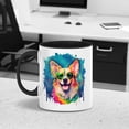 thumbnail image 4 of Hippie Corgi Portrait oil painting Watercolor Tie-dye Vintage 11oz Accent Two-tone Mug Welsh Corgi Dog Lover Gifts Idea Coffee Tea Cup - 00015, 4 of 5