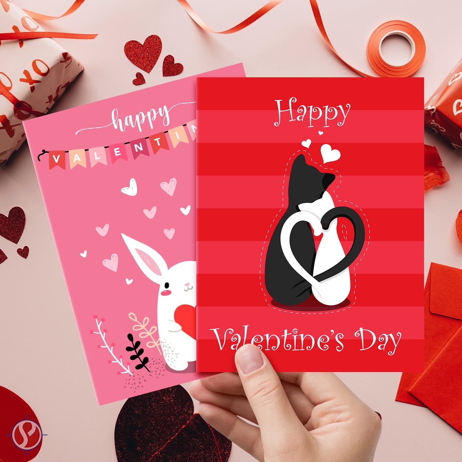 Valentine's Day Colored Card Stock Paper, Red & Pink 8.5 x 11" Cardstock for Greeting Cards, Art & Crafts, Invitations | 65lb Cover, Printer Compatible | 25 Red, 25 Pink (50 Sheets Total)