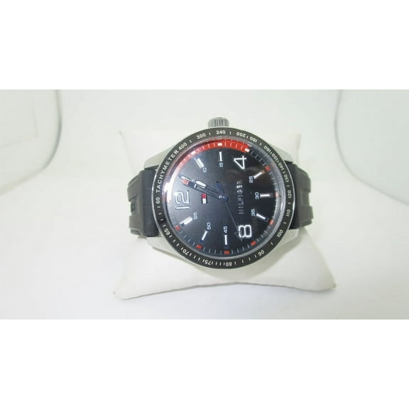 Tommy Hilfiger Watch 30m Tachymeter Black Rubber Band 1791179 Size 10