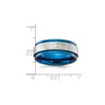 thumbnail image 3 of Gem & Harmony Mens Titanium Brushed Blue Plated Band Ring (8mm) for Men, 3 of 6