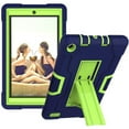 thumbnail image 1 of SOATUTO for All-New Fire 7 2019/2017(9th Gen,7th Gen)Tablet,Heavy-Duty Drop-Proof and Shock-Resistant Rugged Hybrid with Built-in Stand Case - Navy+Green, 1 of 7
