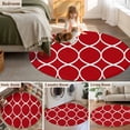 thumbnail image 5 of Round Rugs 5Ft, Red Abstract Round Area Rug Washable Indoor Throw Carpet, Modern White Geometric Twisted Art Soft Non Slip Circle Rug for Cabinet Bathroom Home Decor Aesthetic, 5 of 8