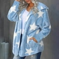 thumbnail image 6 of AherBiu Pajama Coats for Women Fleece Cardigan Open Front Graphic Printed Hooded Flannel Outwear with Pockets, 6 of 7