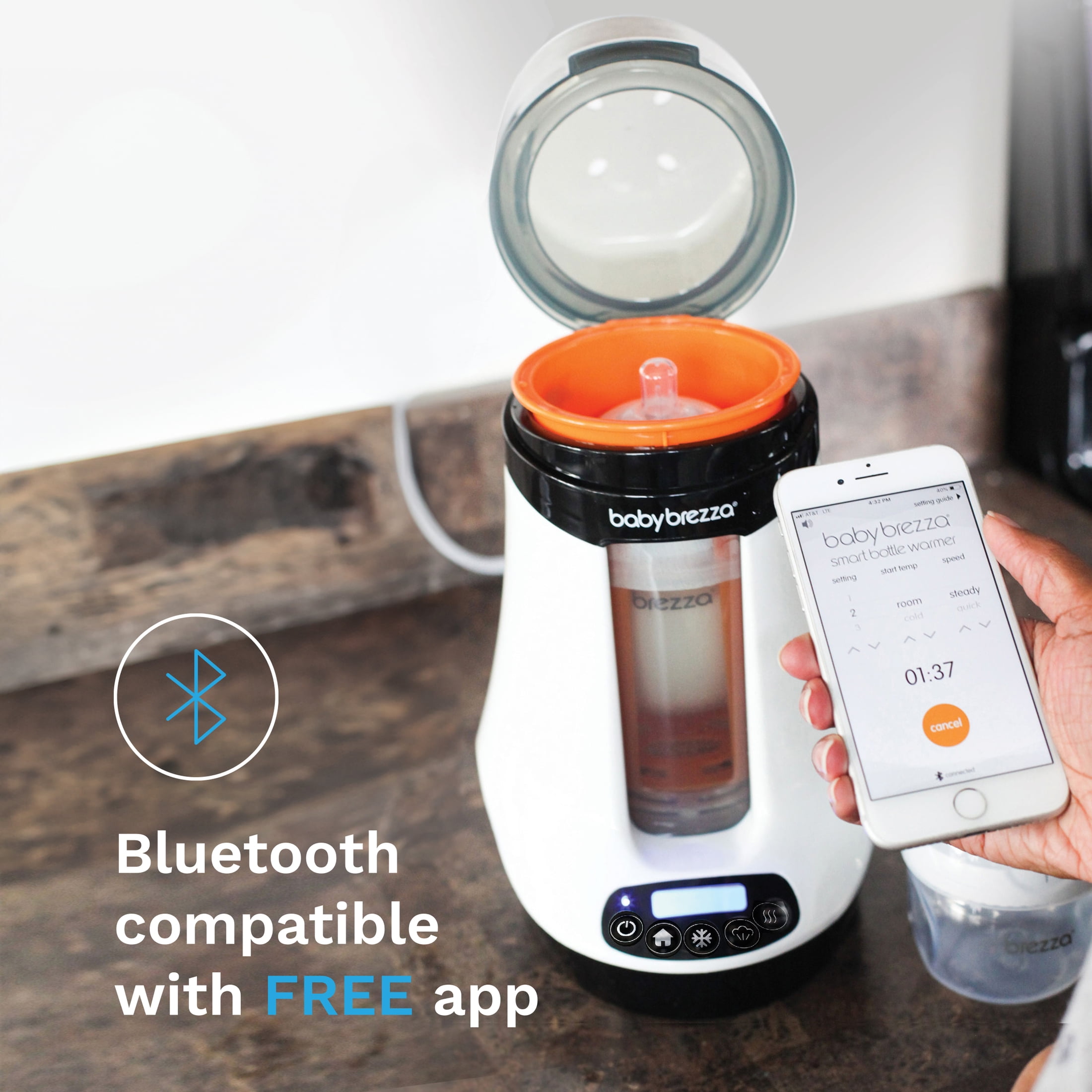 Open Box Baby Brezza Smart Baby Bottle Warmer, Breastmilk Warmer + Defroster – Free App - Different Temperatures for Breastmilk + Formula - Universal Fit for All Bottles + Milk Bags - Calentador de Biberones
