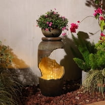 Modern Floor Standing Waterfall Fountain LED Lights for Garden Porch ...