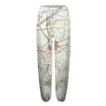 thumbnail image 3 of Women's Camo Sweatpants Drawstring High Waisted Active Joggers Pants Maple Leaf Print Workout Trousers Wide Leg Lounge Pants with Pockets white Large, 3 of 6