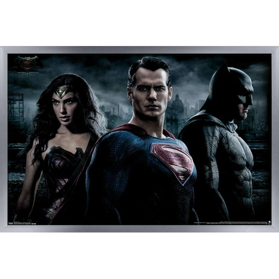 DC Comics Movie - Batman v Superman - Trio Wall Poster, 14.725" x 22.375", Framed