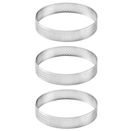 

3X 20cm Round Stainless Steel Cake Hole Molds Mousse Cake Tart Ring Pizza Dessert DIY Decor Mould Kitchen Baking Tool