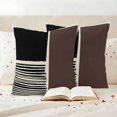 thumbnail image 3 of Brown Black Outdoor Waterproof Pillow Covers, Modern Abstract Art Farmhouse Striped Decorative Square Throw Pillowcase Sofa Cushion Sham for Patio/Couch/Chair, 18"x18" 2 Pack, 3 of 8