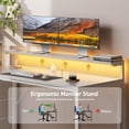 thumbnail image 6 of 60 inch Gaming Desk with Led Lights & Outlets, Computer Desk with 3 Drawers & Shelves, Gamer Desk with Monitor Stand & Side Hooks for Game Room, Home Office, White, 6 of 8