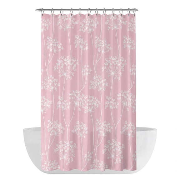 Pink Wildflowers Shower Curtain - Water Repellent Fabric Shower Curtains Washable, White Dandelion Flowers Rustic Spring Decorative Polyester Cloth Bathroom Curtains Modern Bath Decor 36"x72"