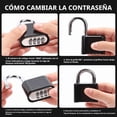 thumbnail image 2 of Black combination lock, 4-digit padlock, used for storage of sports lockers, fences, toolboxes, boxes and buckle cabinets in school gymnasiums (1 pack)., 2 of 5