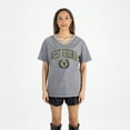 thumbnail image 4 of Women's Gameday Couture Gray West Virginia Mountaineers Iconic Edge Rhinestone V-Neck T-Shirt, 4 of 7