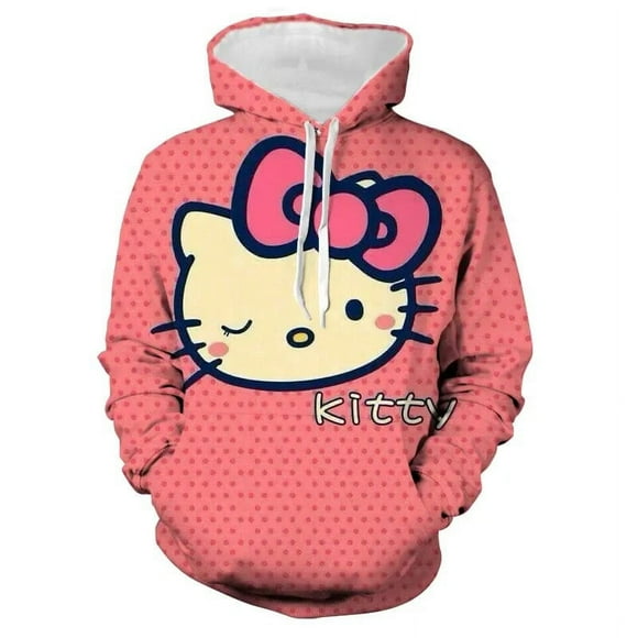 2024 Spring and Autumn Hello Kitty Hoodie Ins Printed Leisure Sweatshirt Women‘s Sweatshirt Relaxed Leisure Street Fashion Sweat HOEMLIN