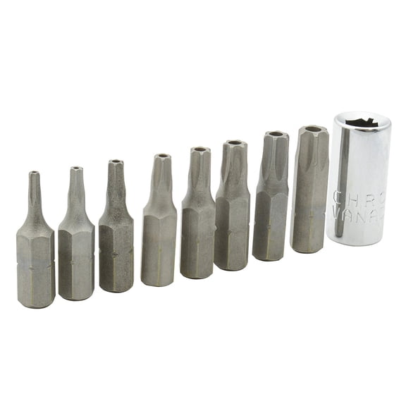 Surtek Interchangeable Torx® Bit Set, T8 to T40, 1/4" Bit Adaptor, 9-pieces