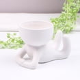 thumbnail image 3 of Ceramic Flower Pot Character Sitting Posture Sculpture Vase Desktop Flower Arrangement Container Gift Ornaments, White B, 3 of 7