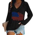 thumbnail image 4 of Seductiva Women's Long Sleeve Cotton T-Shirt Women's Fashionable and Casual V Neck Retro Printed Long Sleeve Top T Shirt Business Casual Beach Vacation Workout Outfits Workout, 4 of 5