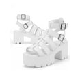 thumbnail image 6 of READYSALTED Women's Cleated Chunky Platform Sandals in Open Toe Ankle Strap Block Heel Gladiator Sandals(White,Size 5), 6 of 8