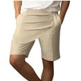 thumbnail image 1 of pstuiky Pantalones cortos deportivos para hombre, Pantalones cortos de lino para hombre, de pierna recta, para playa, de color liso, transpirables, suaves, informales, para uso diario y vacaciones., 1 of 8