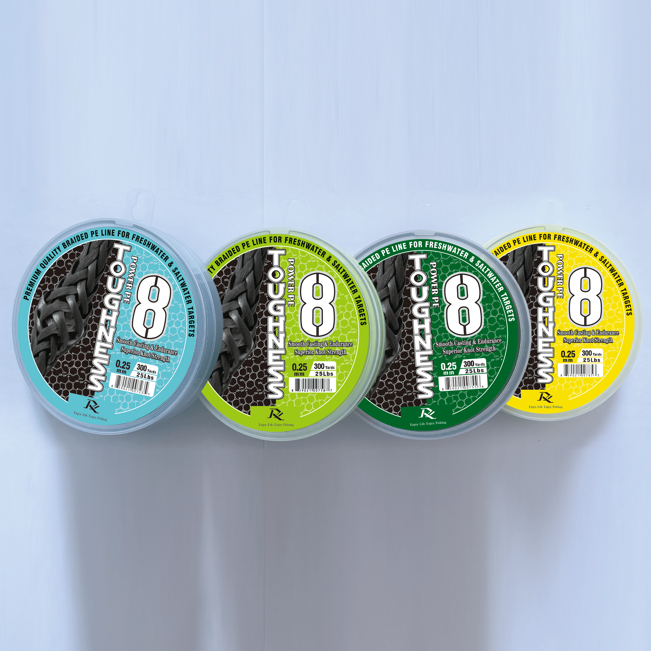 Ray Fishing Toughness 8 Strands Braided Fishing Line - CAST FURTHER & LASTS LONGER – Greater abrasion resistance – Strong knot strength – Smaller Diameter – Fresh and salty (Lime Green, 0.25mm-25Lbs）