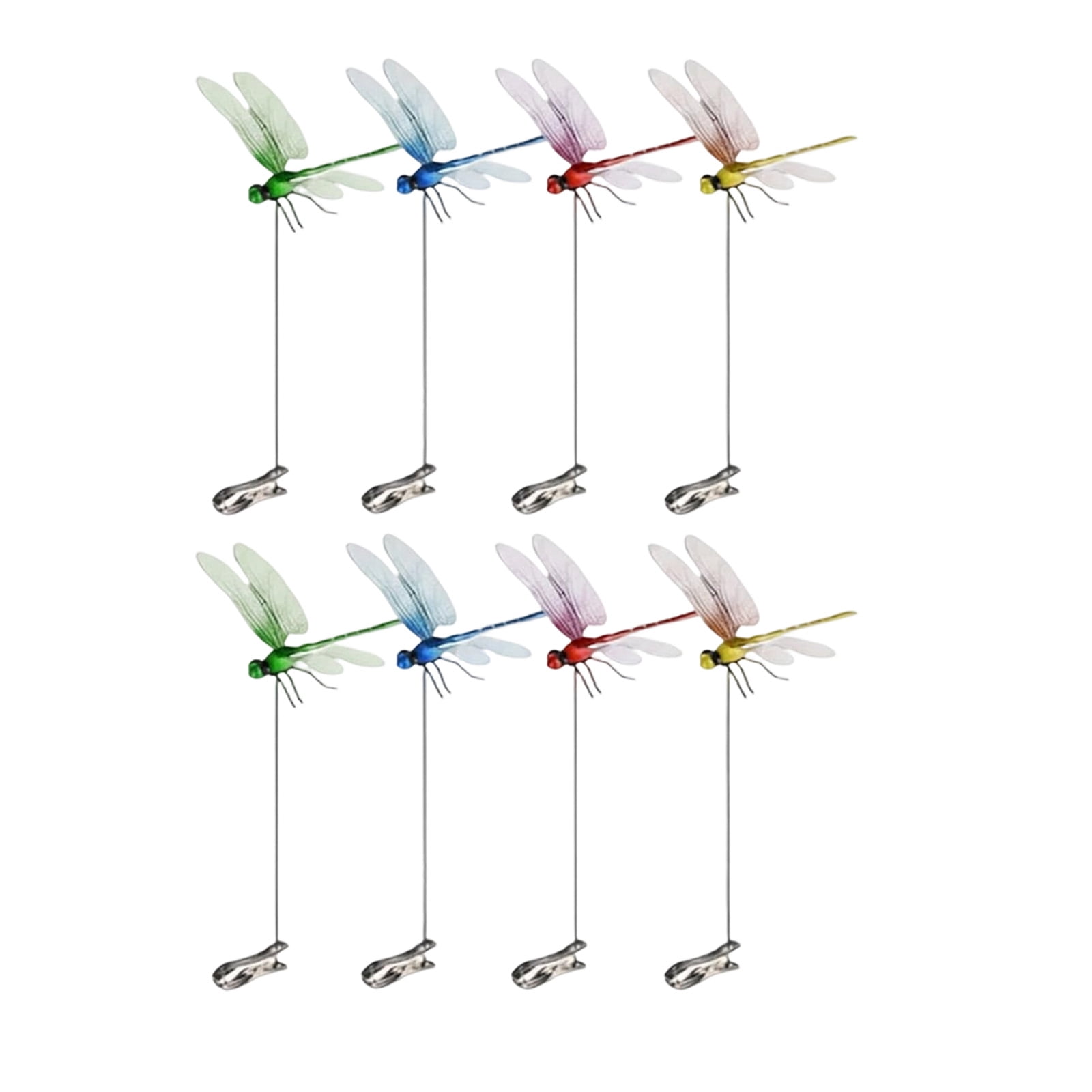 8PCS Dragonfly Clip Bug Repellent 9.8in Plastic Dragonfly Clips Outdoor Garden Stakes Patio Lawn Yard Flying Insect Decor Set