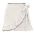 thumbnail image 6 of Fesfesfes Women Skirt Casual Solid High Waist Ruffled Frenulum Zipper Short Skirt Clearance, 6 of 7