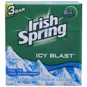 Angle View: Irish Spring Deodorant Bar Soap Icy Blast 3.75 oz bars 3 Each