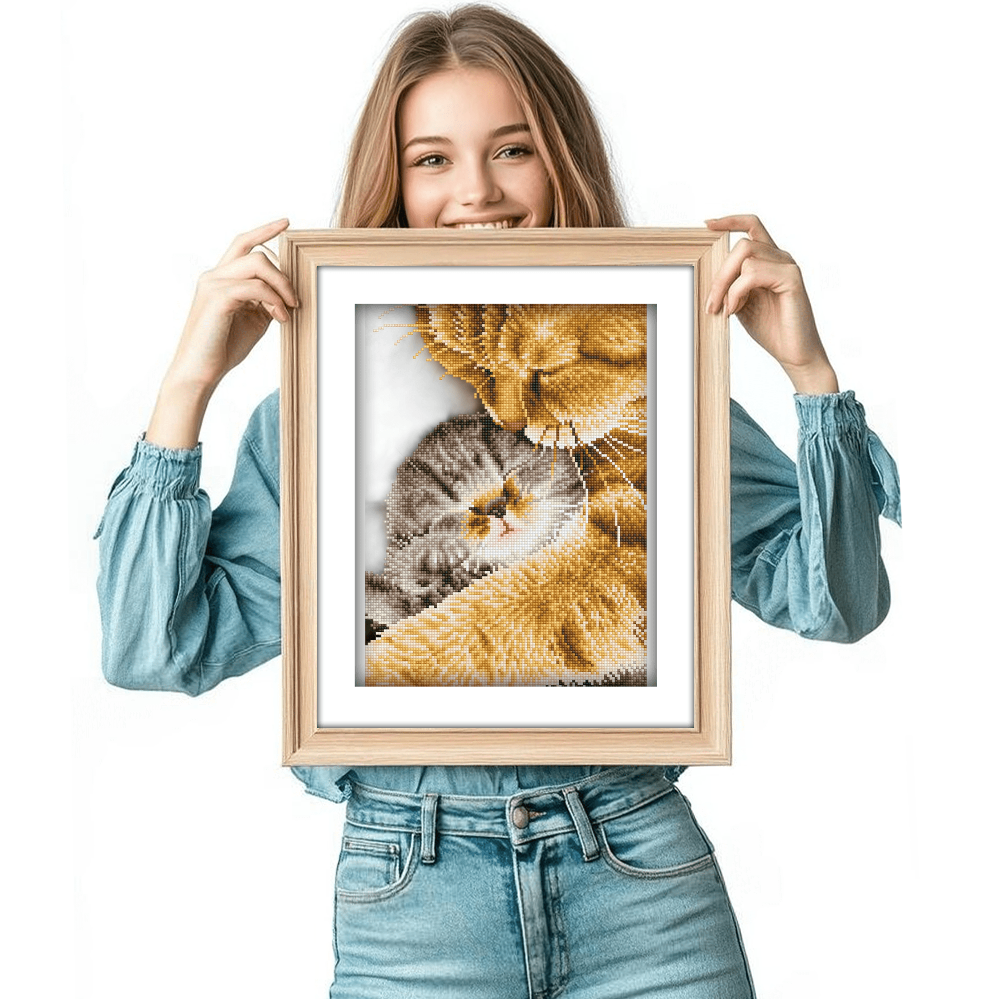 Diamond Dotz Tender Moment with Frame Cat Diamond Painting Kits for Adults - Diamond Art Kits a Relaxing Creative Craft Kit with Dotz Gems 11.8"x16"
