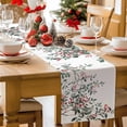thumbnail image 5 of Burlap Table Runner 90 Inches Long,Watercolor Botanical Branch Leaves Red Berry Non-Slip Kitchen Table Runners for Dining Room Everyday Use Party Table Decorations Green Plant on White, 5 of 9
