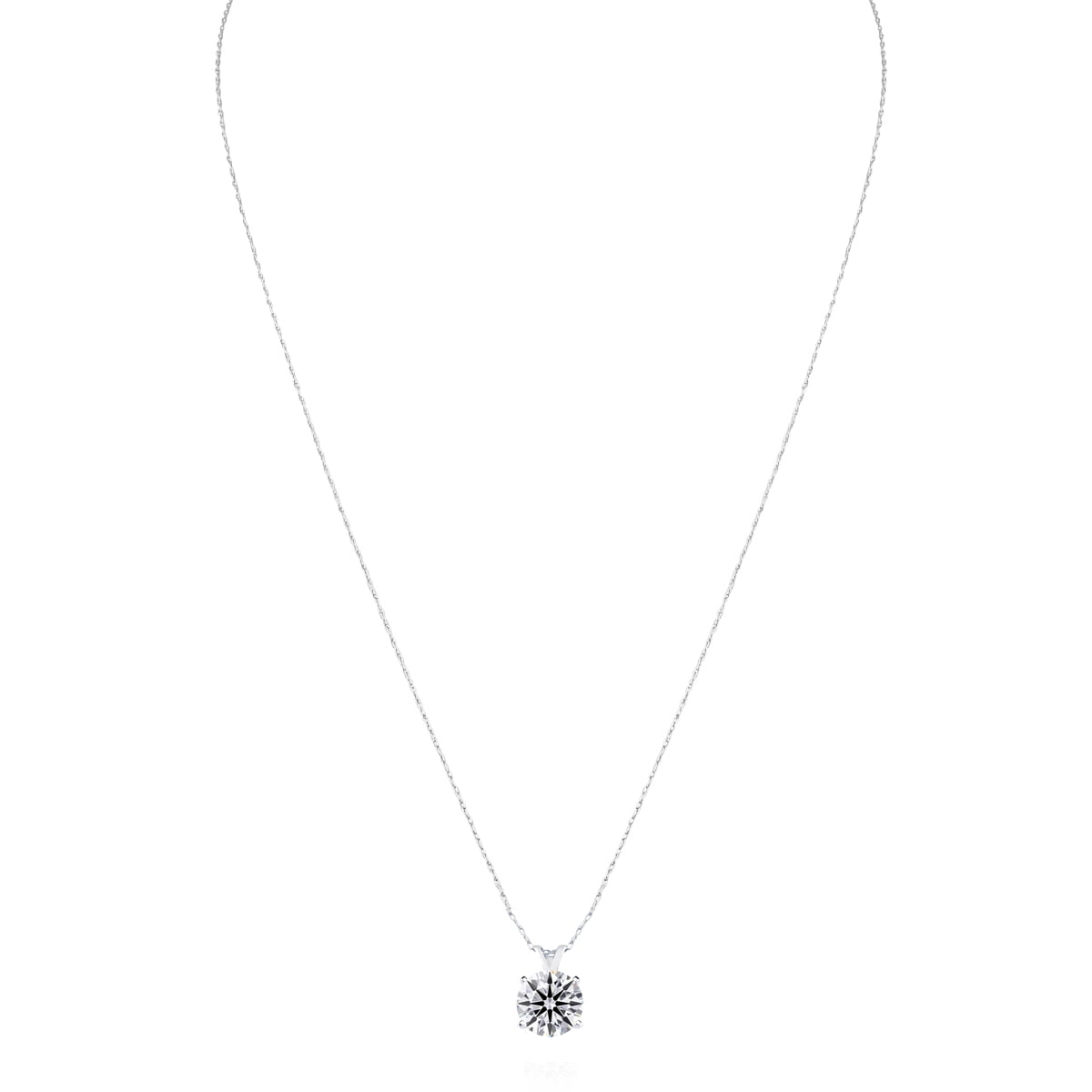 SuperJeweler 2 Carat Round Shape Lab Grown Diamond Solitaire Necklace In 14K White Gold For Women