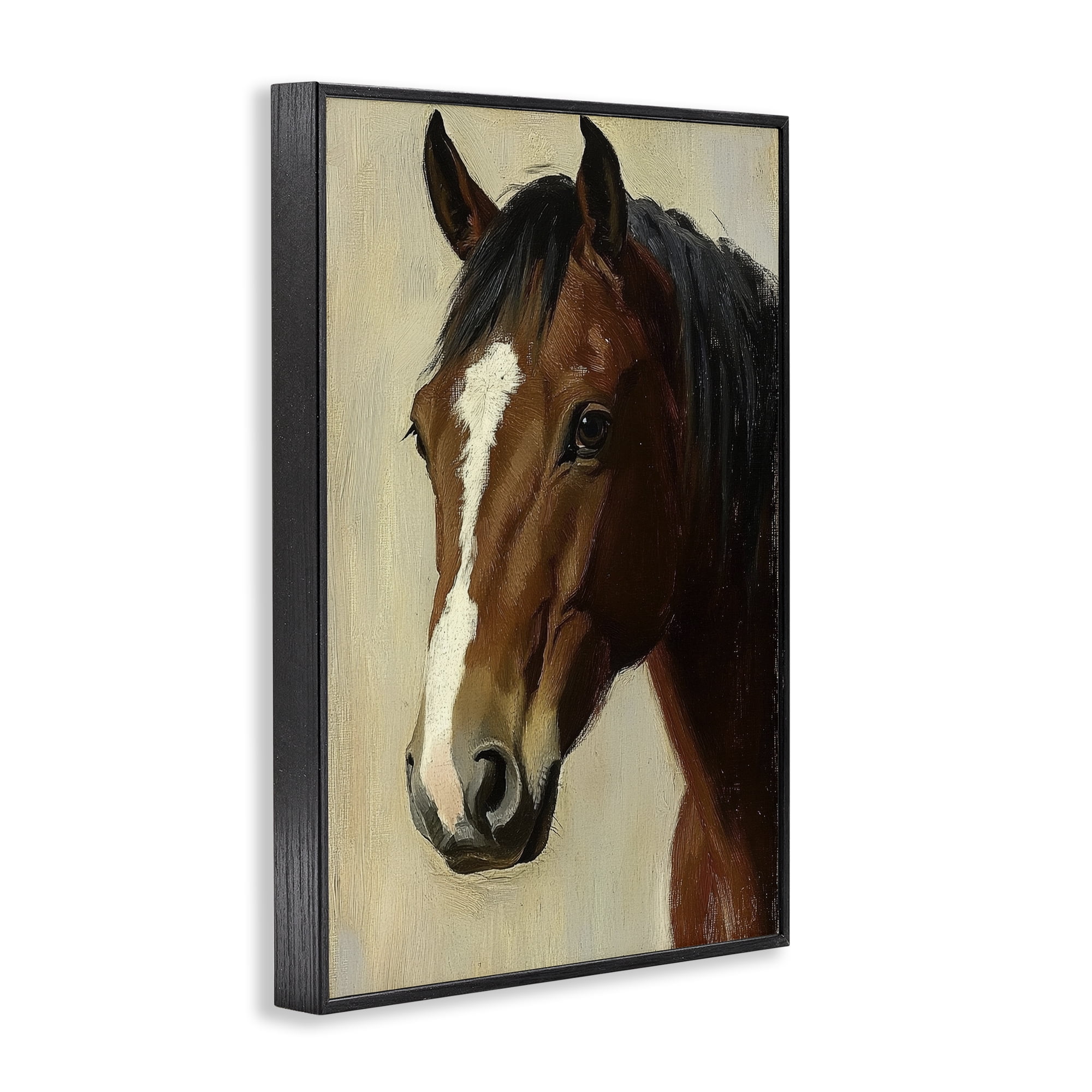 Stupell Industries Beautiful Brown Horse Portrait Black Framed Giclee Art, design by Petal Prints Design