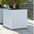 thumbnail image 4 of Planter Box Modern Cube Shiny White Block Elegant Flower Pot - Size: 12x12x12 Fiberstone, 4 of 4