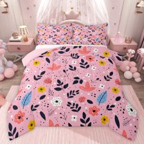 Castle Fairy Adults Cartoon Flowers Twin Comforter Sets,Floral Bedding Set