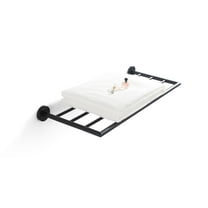 BUVELOT Leo Series Modern Hotel Style Bathroom 25.75 Inch Wall Mounted Towel Rack with Towel Bar, Matte Black