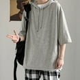 thumbnail image 5 of CENL Mens Summer Fashion Baggy Short Sleeve Hooded T-Shirt Solid Color Hip Hop Tees, 5 of 9