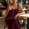 thumbnail image 4 of PRINxy Women's Sleeveless U Neck Linen Maxi Dress with Pockets Boho Flowy Long Dress for Summer Beach Vacation Daily Casual Wear Wine XL, 4 of 7