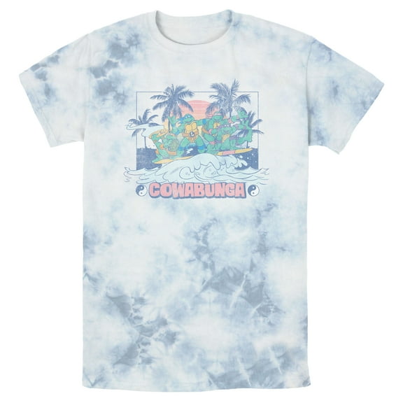 Men's Teenage Mutant Ninja Turtles Distressed Tropical Beach  Graphic Tee White/Blue Medium