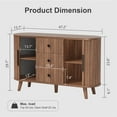 thumbnail image 4 of Planntonneo Fluted Sideboard Buffet Cabinet with Storage, Modern Accent Coffee Bar Console Table with Tambour Sliding Doors and Adjustable Shelves, for Kitchen Living Room, Walnut Color, 4 of 10