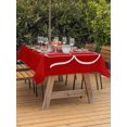 thumbnail image 2 of Outdoor Tablecloth with Umbrella Hole and Zipper, Hello Winter Rectangle Table Cloth 60x102 Inch Waterproof Tablecloth, Red Merry Christmas New Year Picnic Table Cover for Patio Camping, 2 of 7
