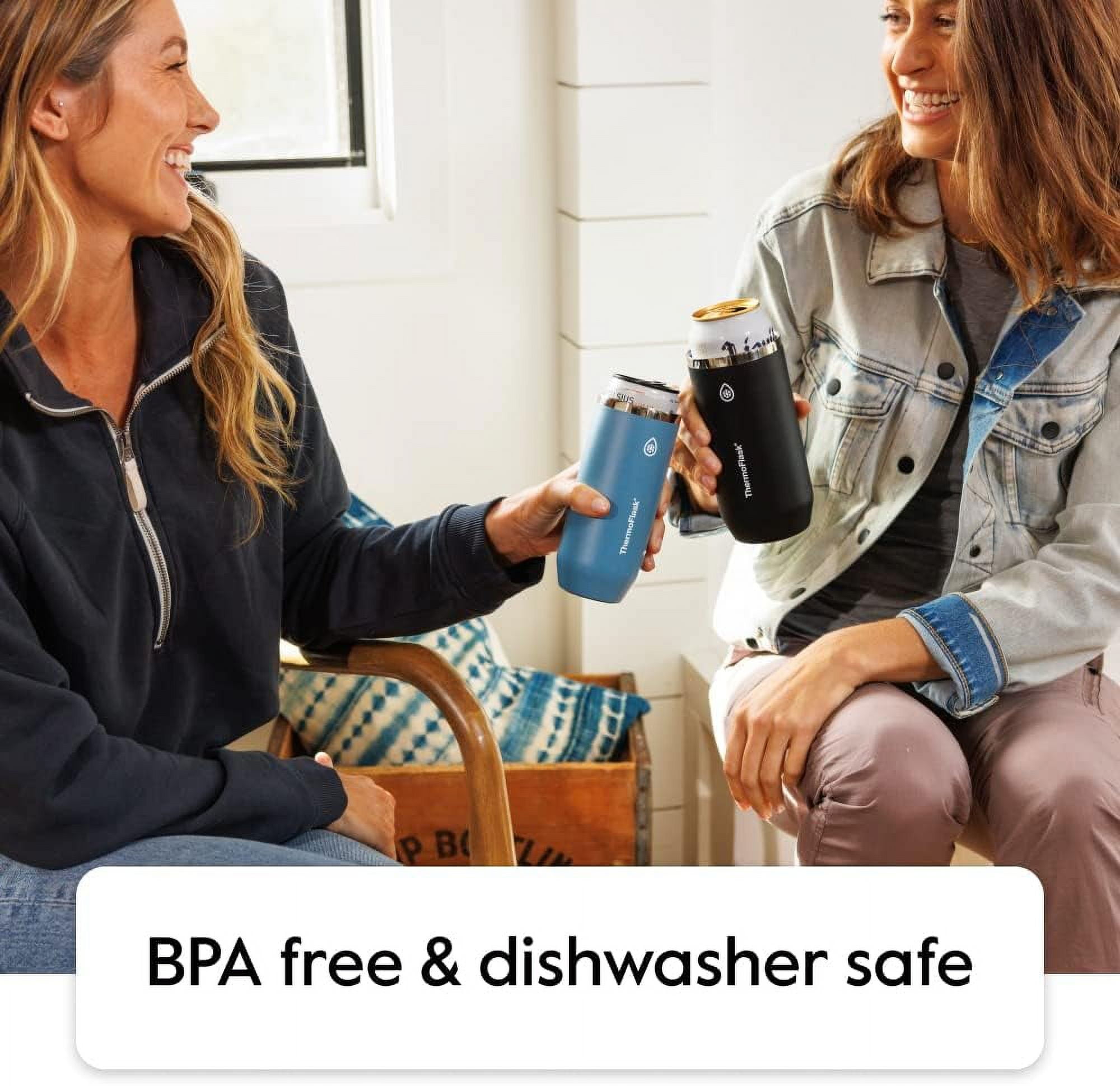 ThermoFlask 2-in-1 Vacuum Insulated Can Cooler Cup, 16 oz, Fits Tall Size Cans, Sweatproof, Non-Slip Base, Ultimate Gray