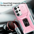 thumbnail image 6 of ELEHOLD for Samsung Galaxy S23 Heavy Duty Case Shockproof Anti-Scratch with Built-in Magnetic Rotation Ring Holder Stand Case,Rugged Non-Slip Slide Lens Protector Hard Case Cover, rosegold, 6 of 8